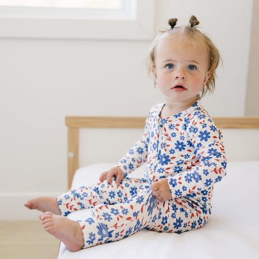 Red White & Blooms Bamboo Zippy Romper