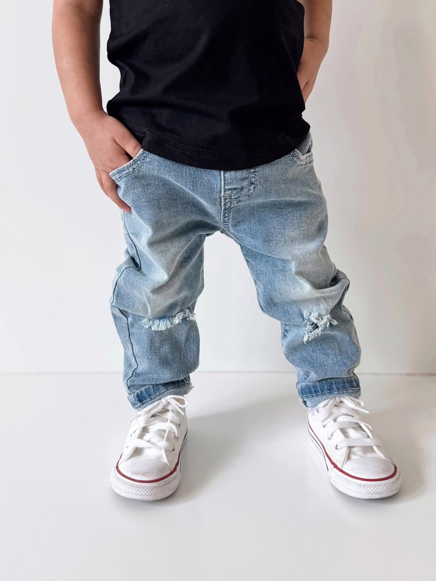 Relaxed Fit Distressed Denim