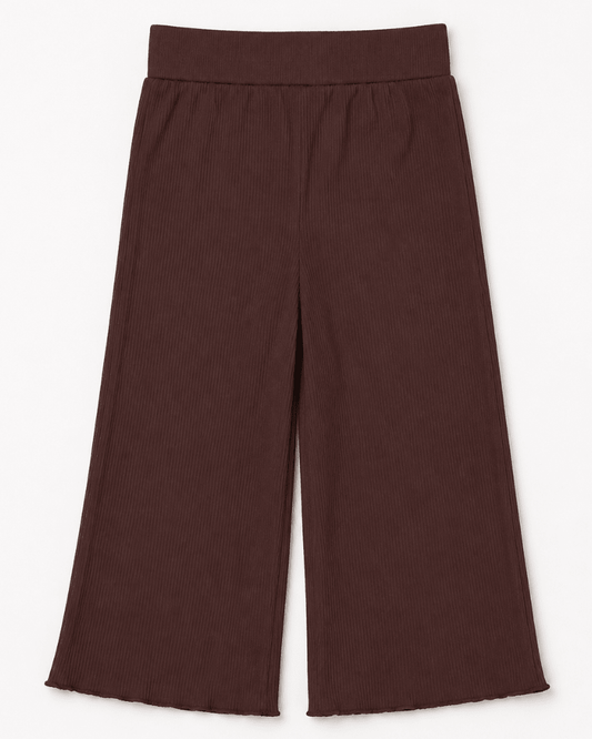 Rhea Ribbed Wide Leg Pants - Espresso