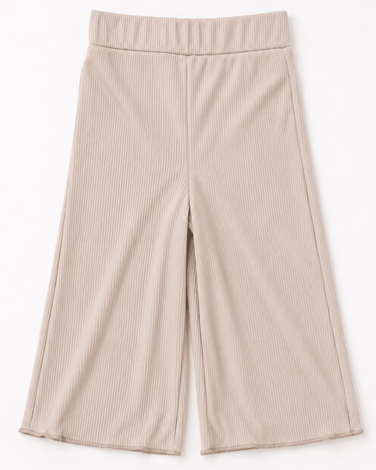 Rhea Ribbed Wide Leg Pants - Irish Cream