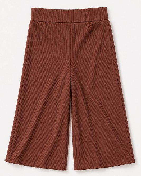 Rhea Ribbed Wide Leg Pants - Mocha