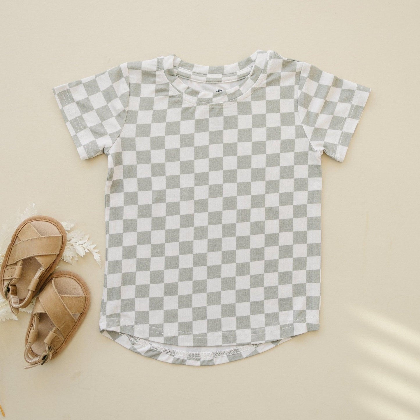 Sage Checkered Bamboo Tee