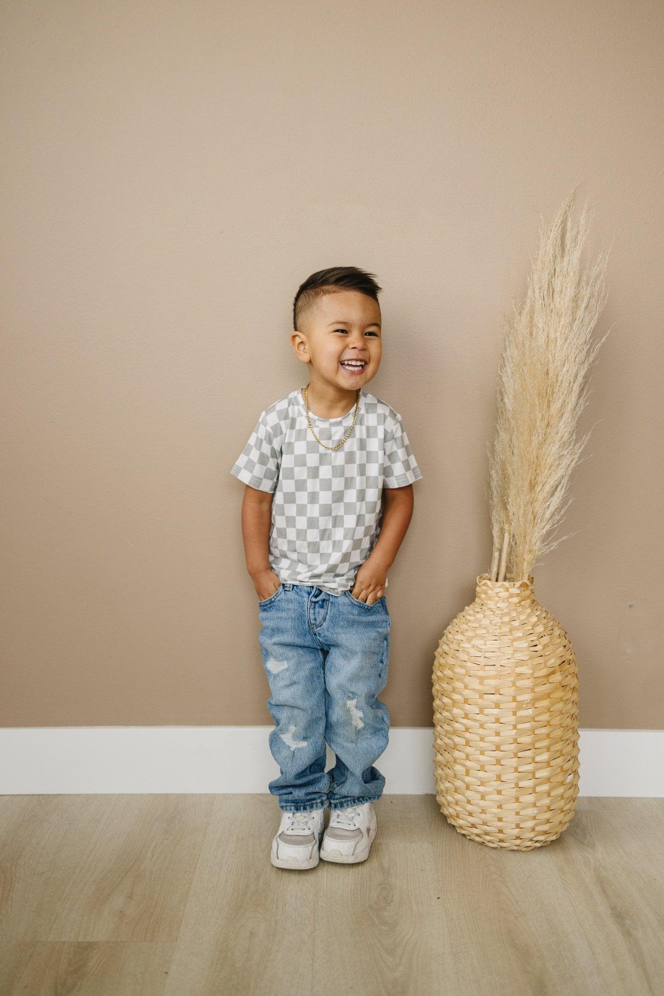 Sage Checkered Bamboo Tee