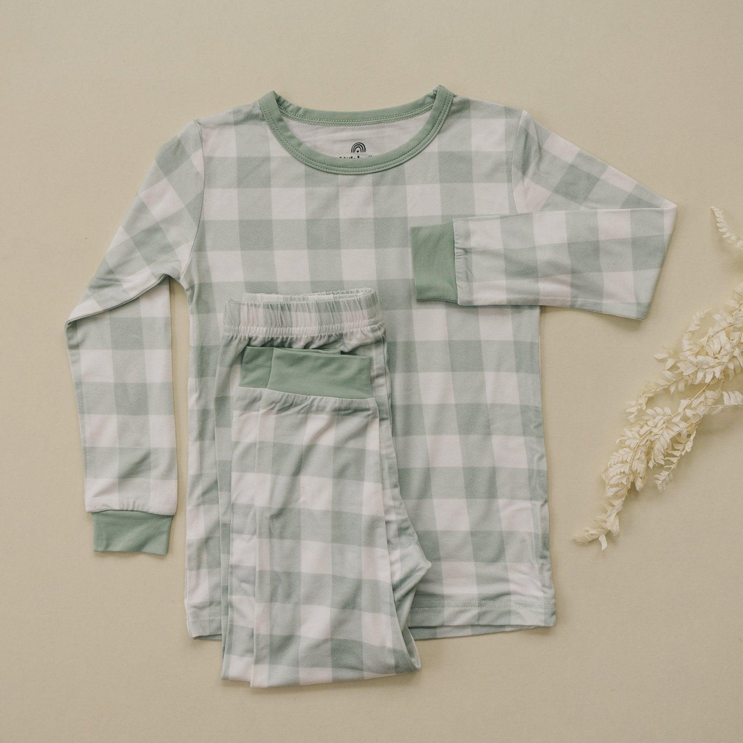 Sage Gingham 2pc Bamboo Pajama Set