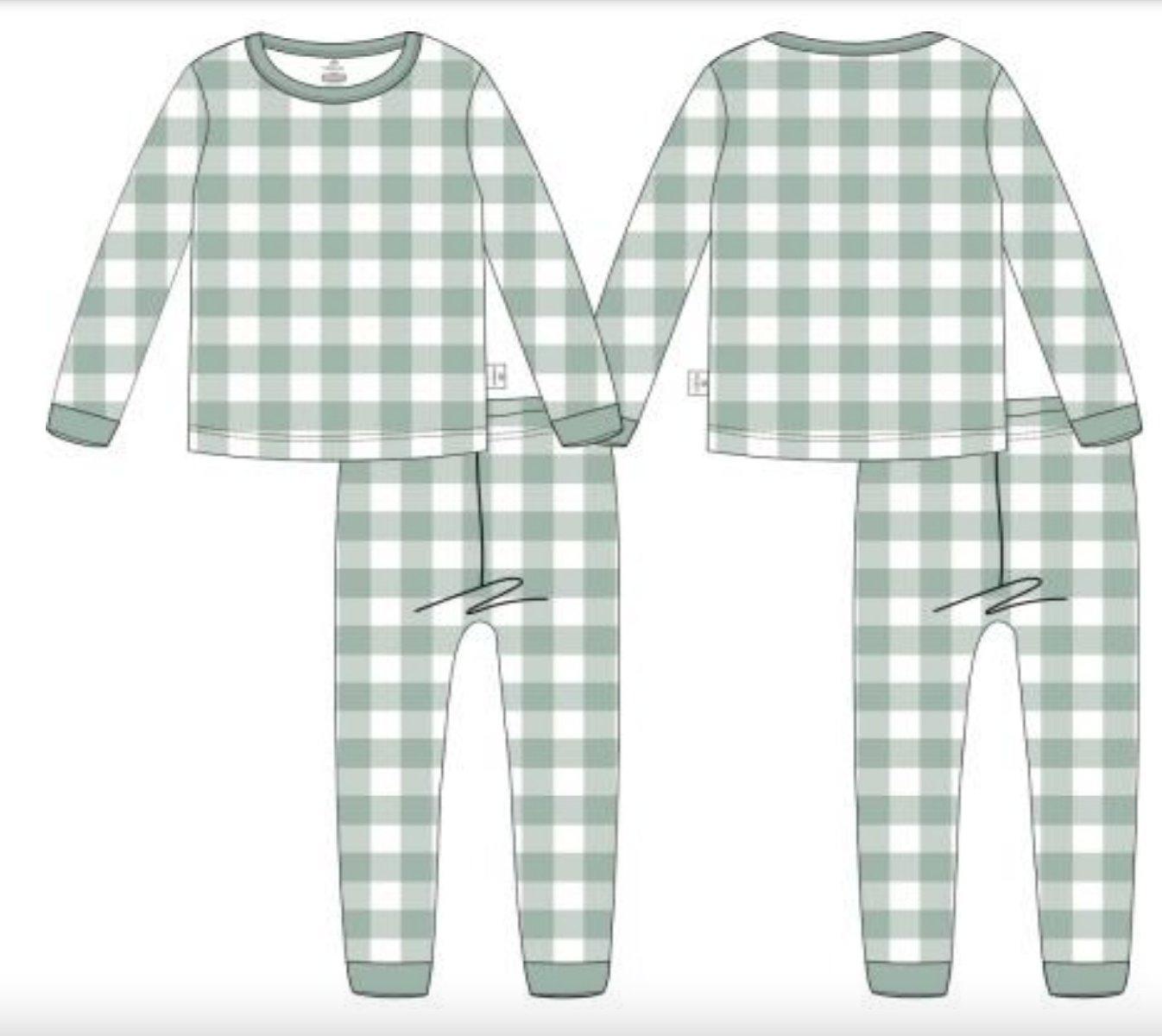 Sage Gingham 2pc Bamboo Pajama Set