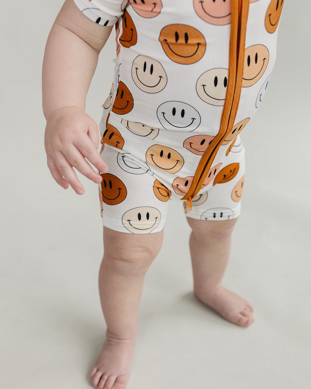 Smiley Bamboo Short Romper | Copper