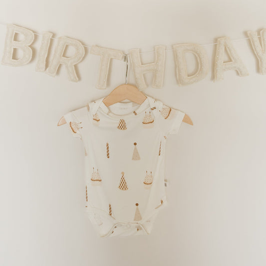 Short Sleeve Bamboo Snapsuit | Birthday Boy