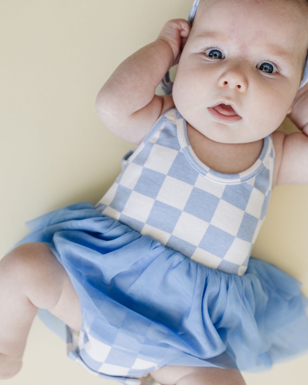 Tutu Romper | Checkered Blue