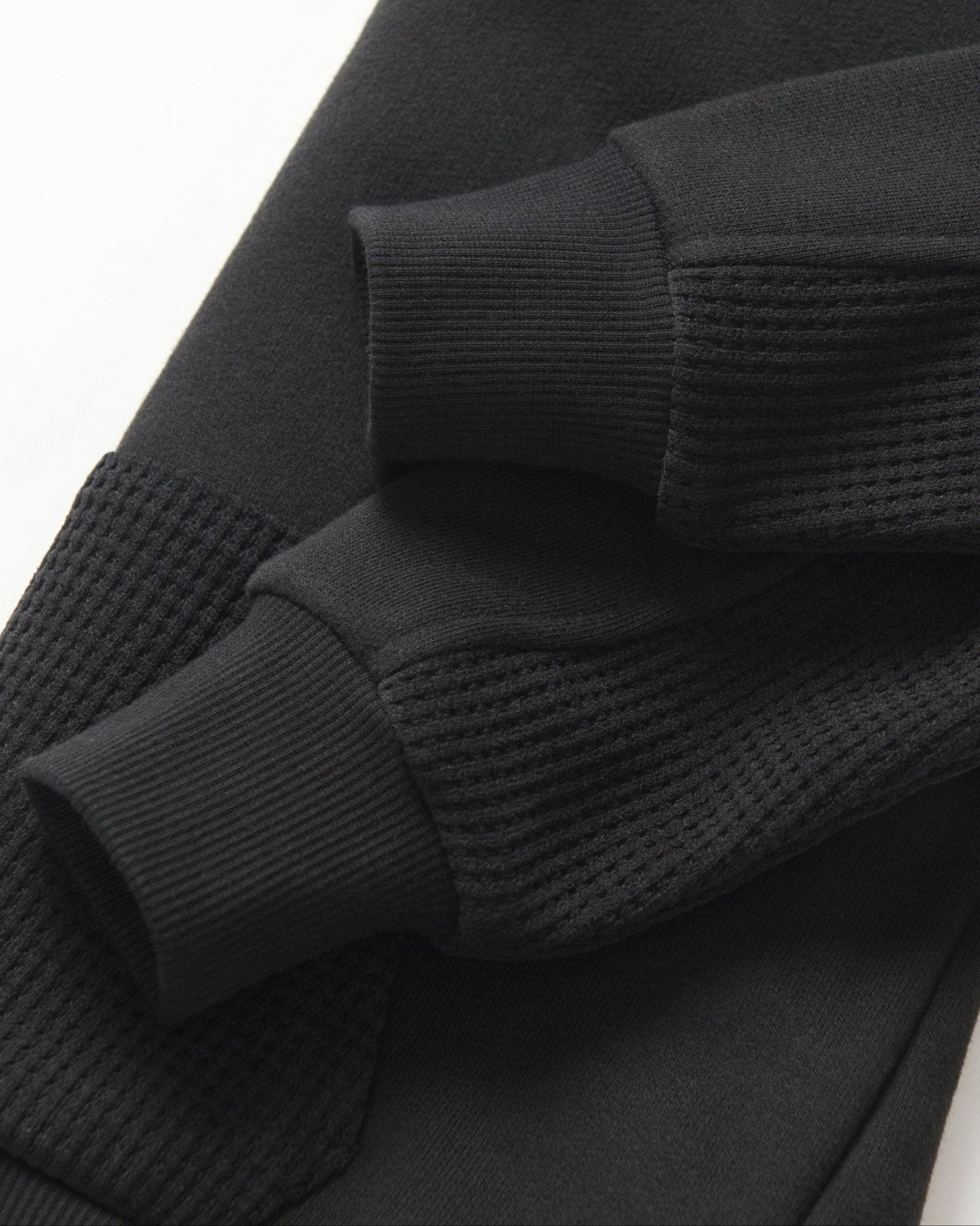 Waffle Hybrid Crewneck - Black