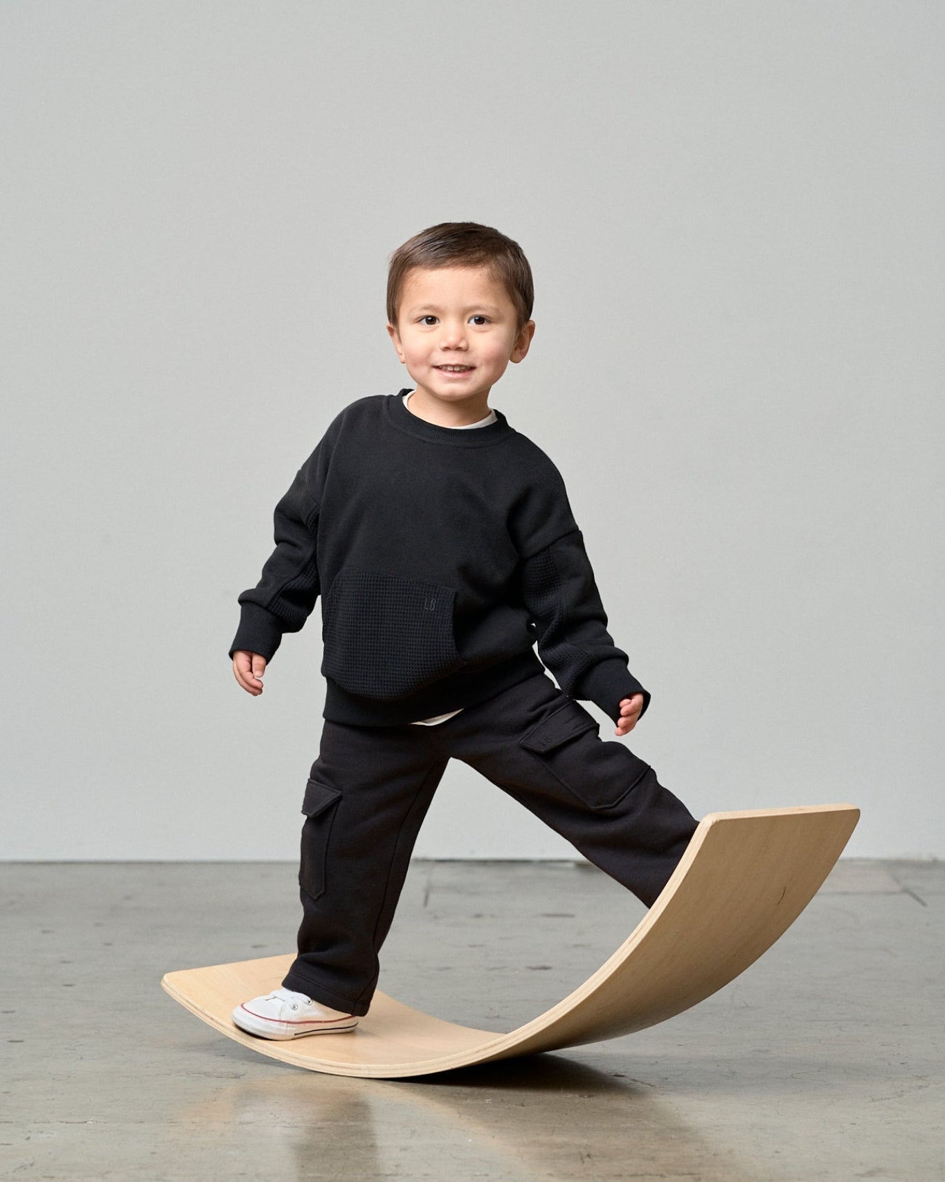 Waffle Hybrid Crewneck - Black