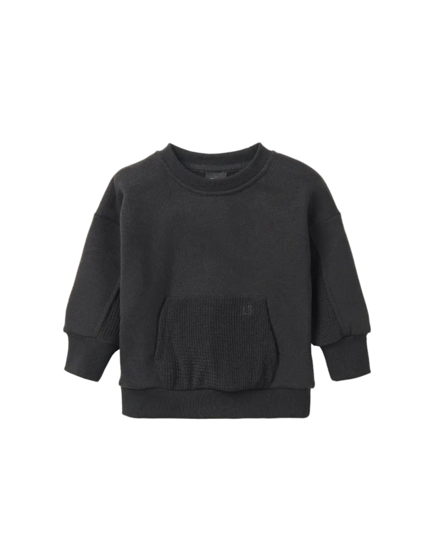 Waffle Hybrid Crewneck - Black