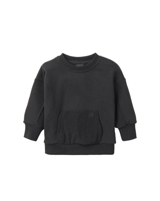 Waffle Hybrid Crewneck - Black