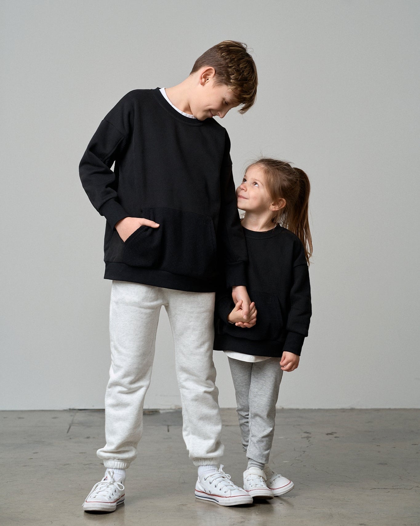 Waffle Hybrid Crewneck - Black