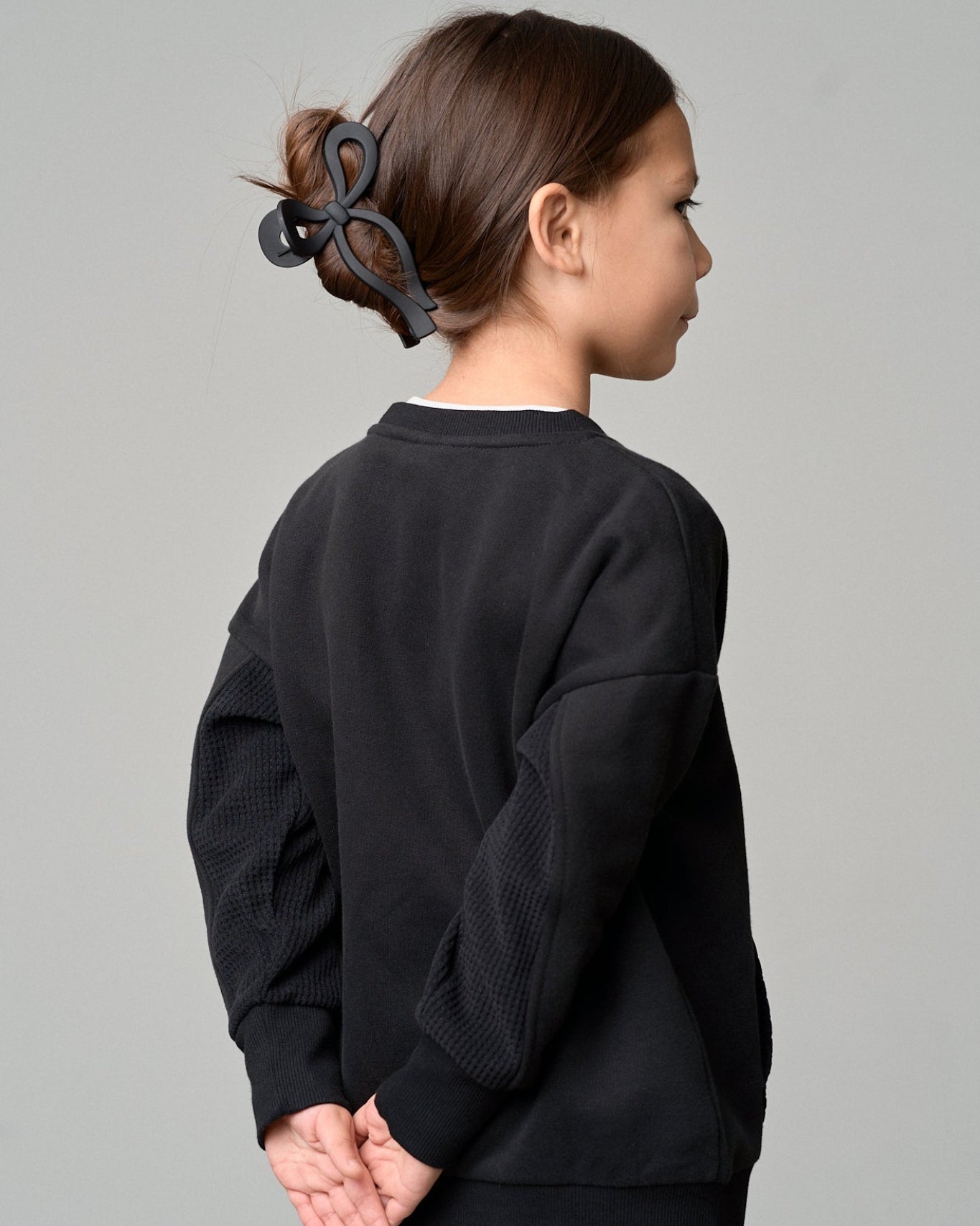 Waffle Hybrid Crewneck - Black