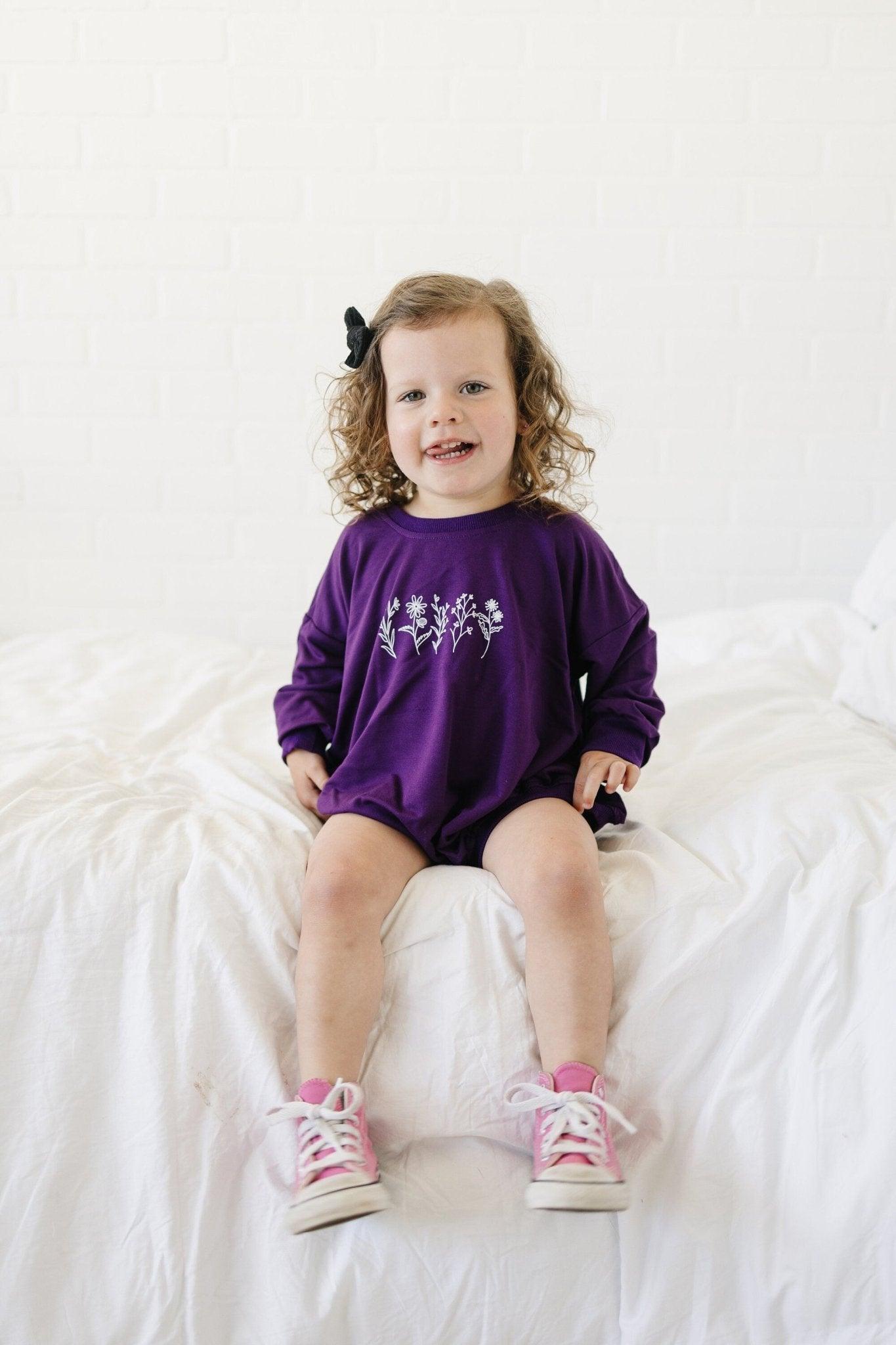 Wildflower Bamboo Sweatshirt Romper *Size 0-3m left