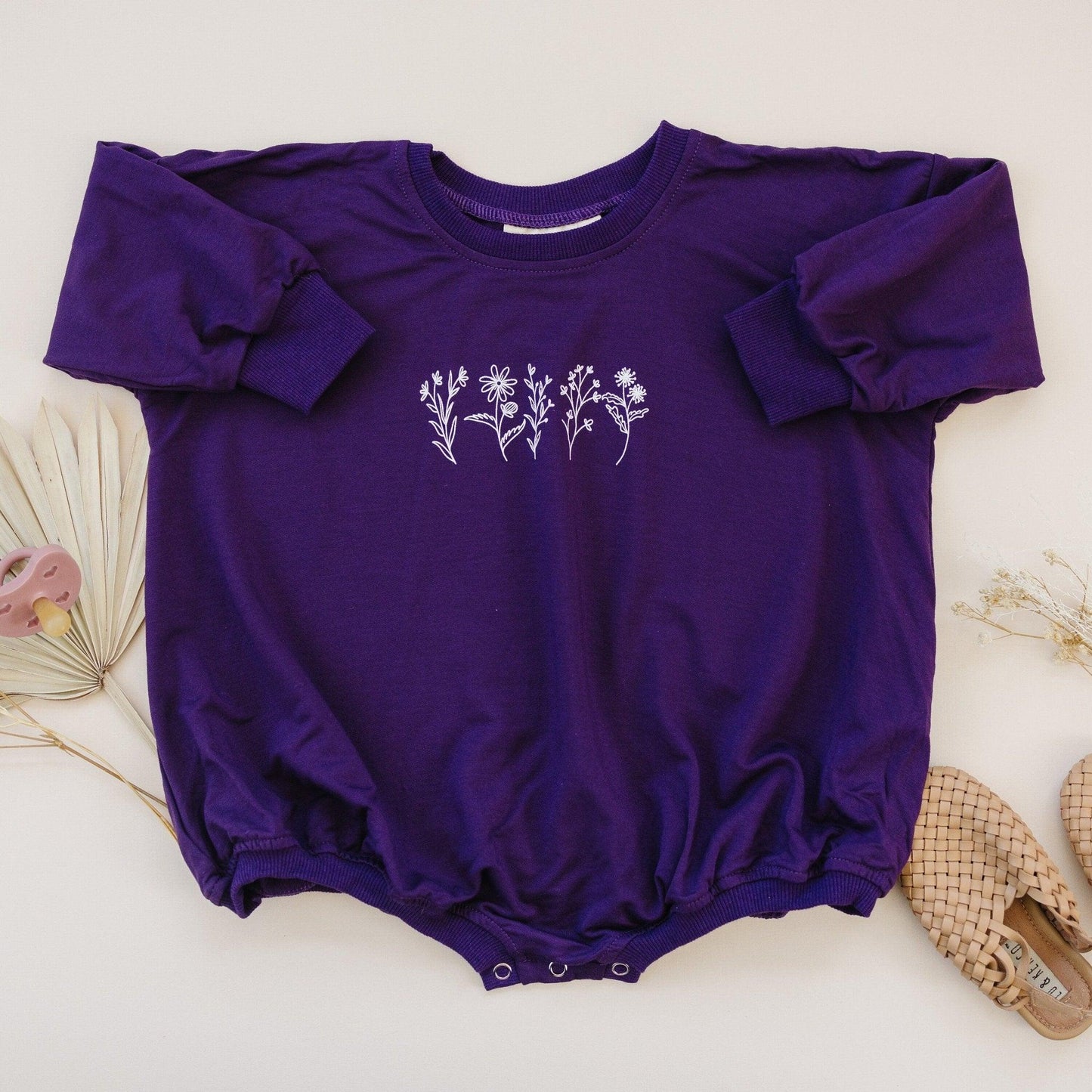 Wildflower Bamboo Sweatshirt Romper *Size 0-3m left