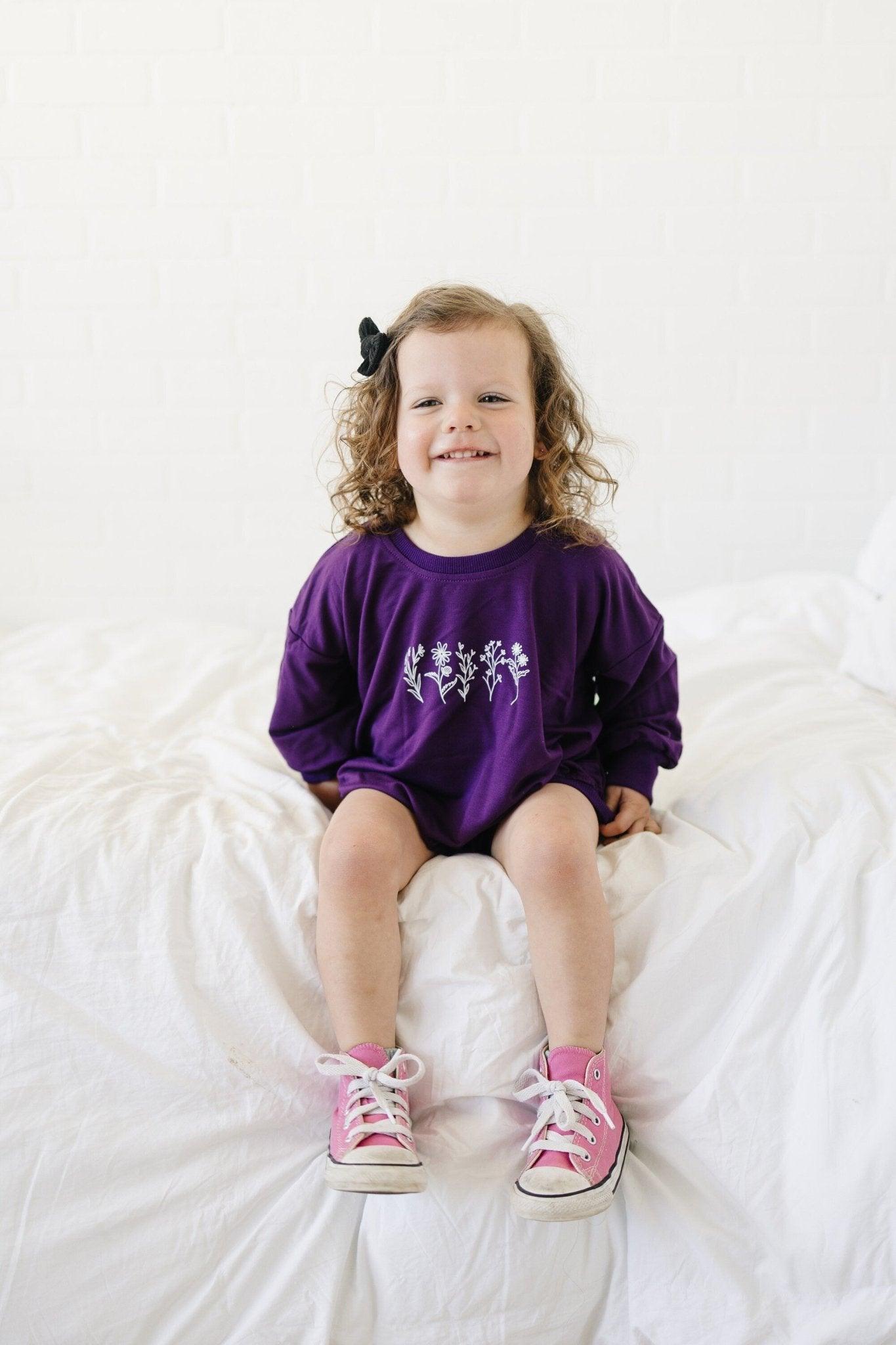 Wildflower Bamboo Sweatshirt Romper *Size 0-3m left