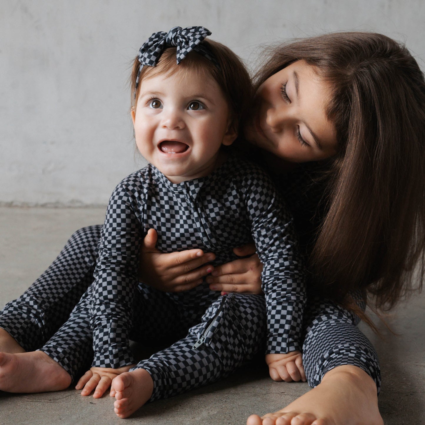 Midnight Checker | Bamboo Zip Romper