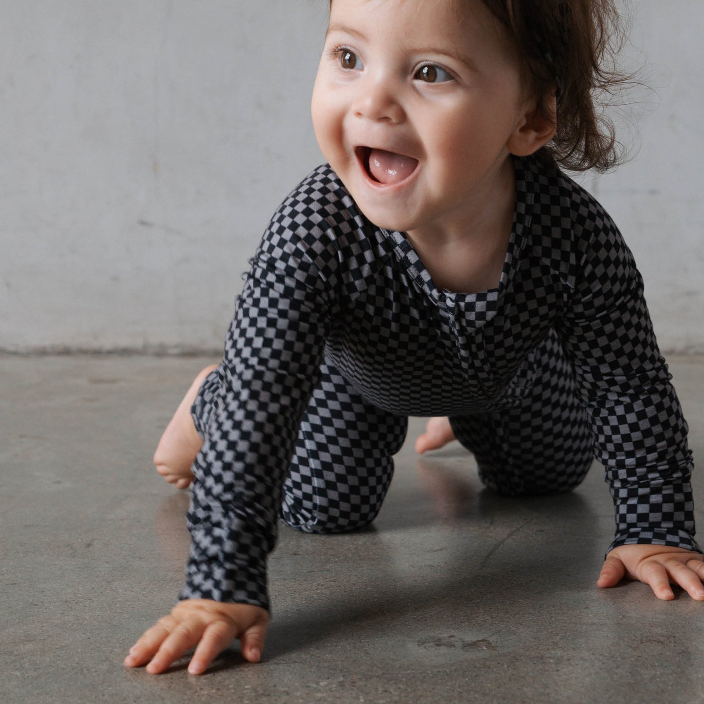 Midnight Checker | Bamboo Zip Romper