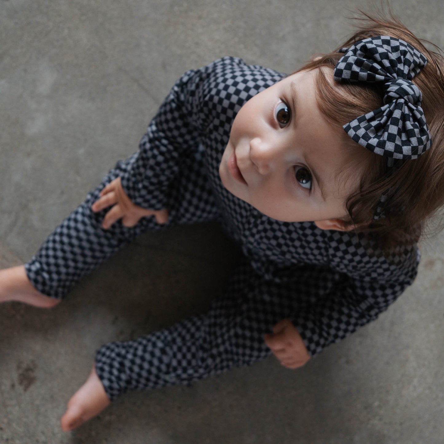 Midnight Checker | Bamboo Zip Romper