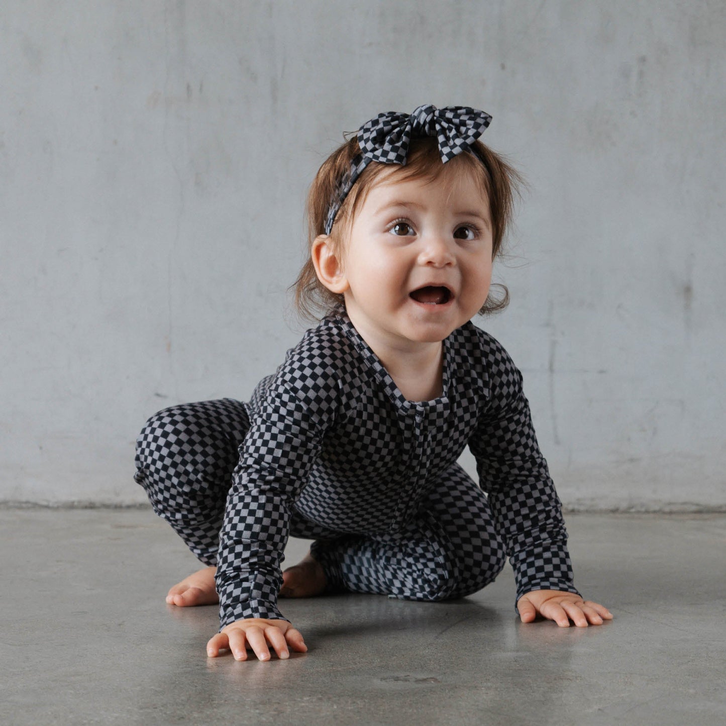 Midnight Checker | Bamboo Zip Romper