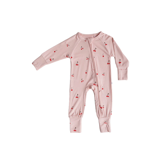 Cherry | Bamboo Zip Romper